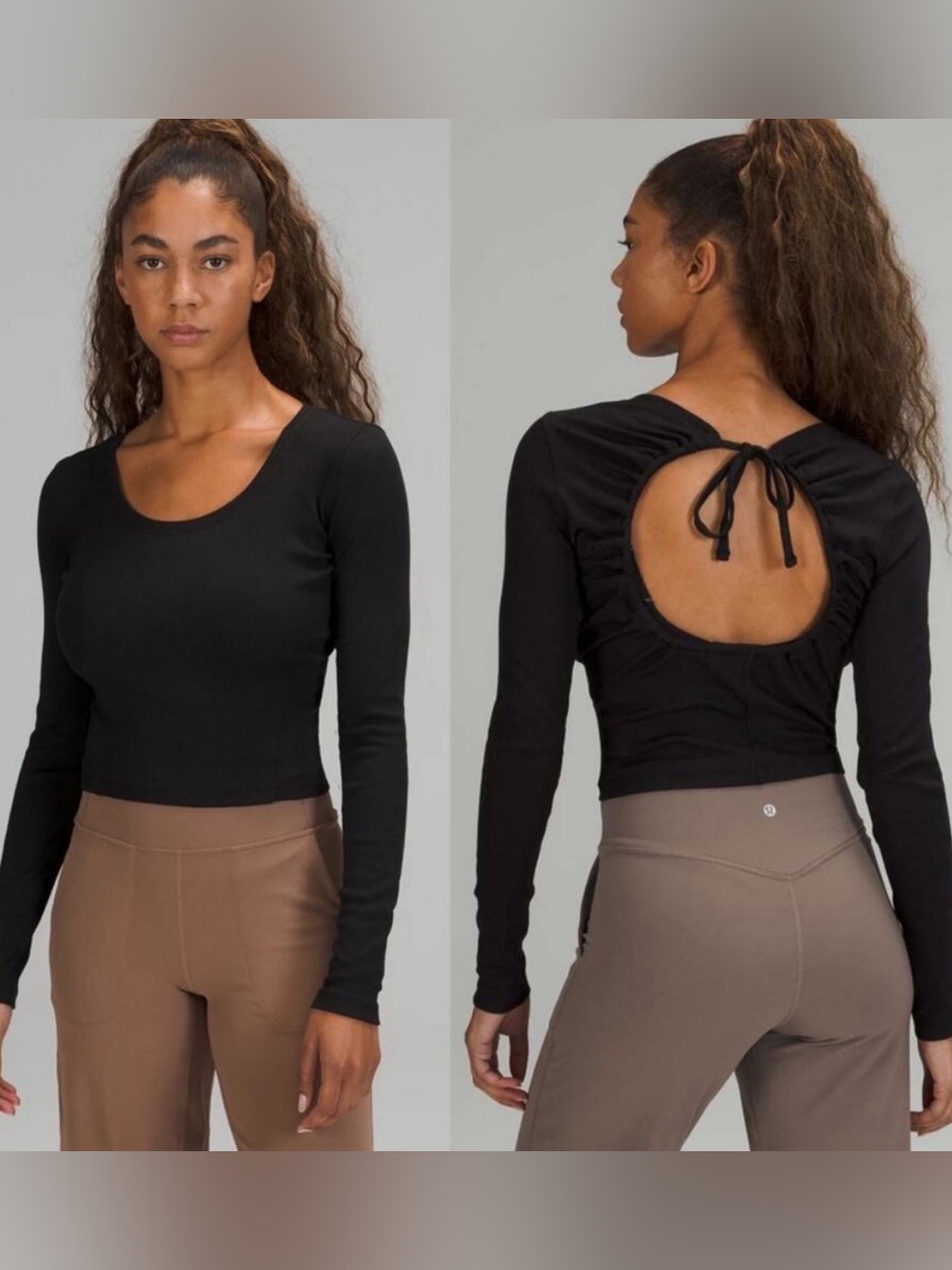 Lululemon Open Back Ribbed Long Sleeve Top Black Size 12